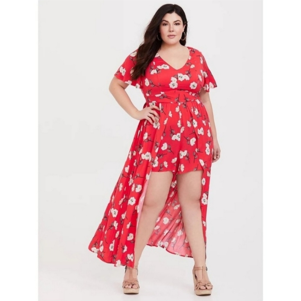 Torrid Floral Challia Walk Through Romper Dress